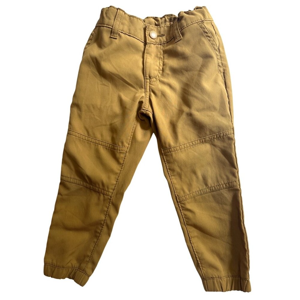 Wrangler Toddler Boys 3T Mustard Yellow Corduroy Pants Elastic
